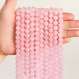 Multiple strands of natural pink rose quartz crystal round beads for DIY jewelry making accessories