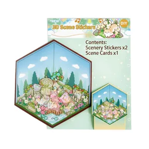 Creative 3D children's landscape stickers for DIY scrapbooking and miniature decor