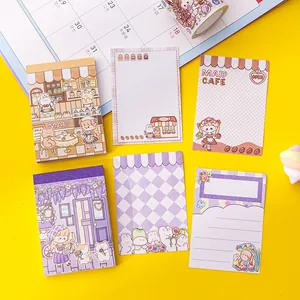 Cute cartoon memo pads and sticky notes for creative handbook journaling and messages