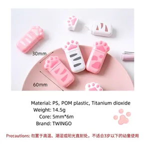 Close-up of cute cat paw shaped correction tape showing 60mm and 30mm dimensions