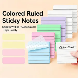Transparent Lined Sticky Notes PET Waterproof Morandi Colorful Self-Adhesive Memo Pads For Office School Planning Indexing