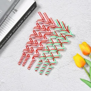 Set of acrylic Christmas spiral candy cane ornaments for festive holiday tree decoration