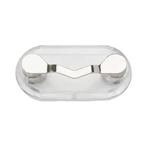 Magnetic V-shaped eyeglass holder and cable clip organizer for collar and badge