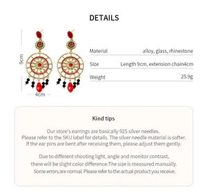 Spécifications détaillées des boucles d'oreilles ethniques vintage avec strass