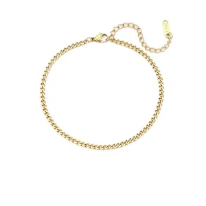 Fashionable 18K gold plated stainless steel curb chain bracelet for women