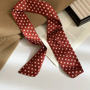 Retro red polka dot silk scarf necklace for women fashion accessory