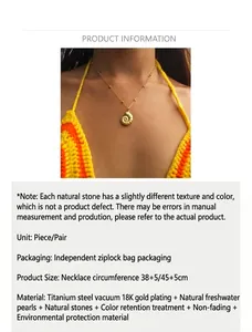 Detailed view of 18k gold plated stainless steel nautilus shell necklace with sizing specs
