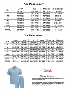 Comprehensive size chart for men's jacquard polo shirt and casual shorts summer set
