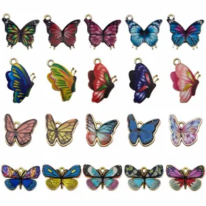 Mixed styles of colorful alloy butterfly charms for DIY jewelry and necklace making