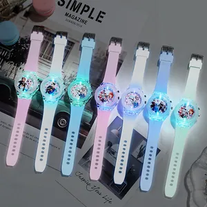 Colorful luminous children's watches with Frozen cartoon characters and silicone straps