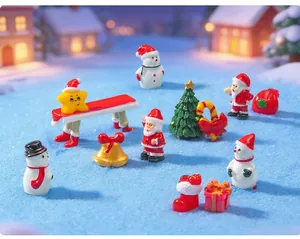 Colorful set of Christmas resin miniatures featuring Santa Claus, Snowman and holiday decor