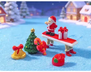 Creative Christmas Santa Claus and miniature tree resin figurines set for holiday home decor