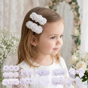 Accesorios para el Cabello Coreanos para Niños Pinzas para el Pelo con Lazo de Encaje y Bordado Diadema de Flores con Perlas Artificiales para Bebé Niña Horquillas de Princesa