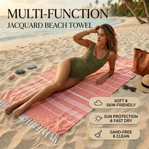 Turkish Style Cotton Beach Towel Absorbent Thin Bath Towel With Tassels Striped Pattern For Swimming Yoga Travel Wrap Blanket