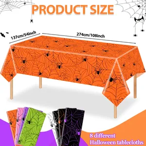 Halloween Disposable Plastic Tablecloth Haunted House Pumpkin Spider Web Pattern Party Table Decoration