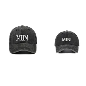 Size dimensions for washed cotton parent-child baseball cap set with MOM and MINI embroidery
