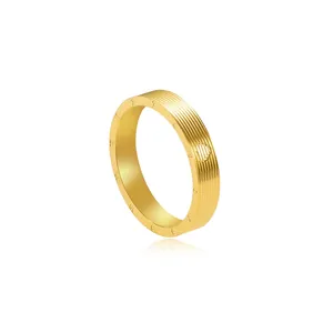 Gold titanium steel clock ring with heart pattern, 4mm width and weight approx 2g