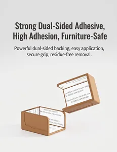 Detail view of brown L-shaped silicone baby safety corner protector with adhesive backing