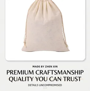 Premium cream white cotton drawstring pouch for jewelry and small gift packaging