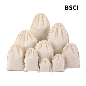 Natural Cotton Drawstring Bags Jewelry Packaging Gift Bags Dustproof Storage Pouches For Jewelry Wedding Party Favor Packing Bags