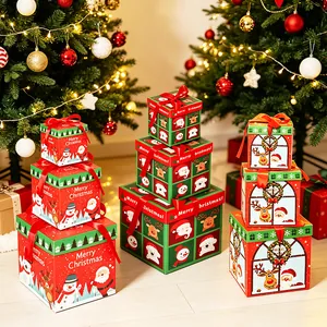 Decorative Christmas gift boxes in small, medium, and large sizes for festive scene layout