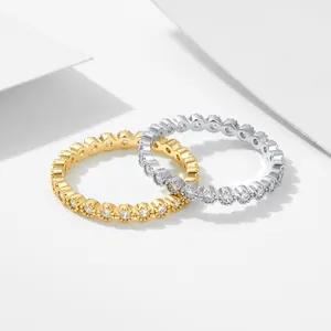Premium S925 sterling silver eternity rings featuring minimalist zircon inlay for stacking