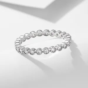 Minimalist S925 sterling silver eternity ring with sparkling cubic zirconia stones