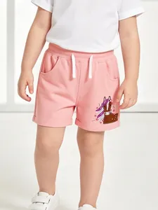 Girls Cotton Sports Shorts Pink Horse Embroidered Casual Elastic Waistband Summer Shorts For Toddler Kids Girls