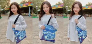 Versatile canvas tote bag featuring Van Gogh's Starry Night oil painting print