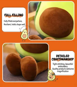 Detailed close-up of avocado plush toy showing high-quality fabric and soft stitching