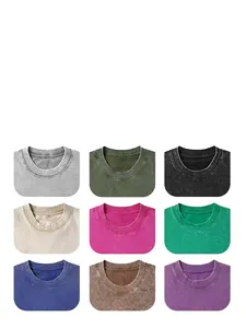 Heavyweight washed cotton T-shirt collar details in multiple retro colors.