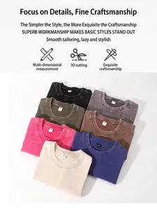 A collection of heavyweight 230g vintage washed cotton unisex T-shirts in various colors