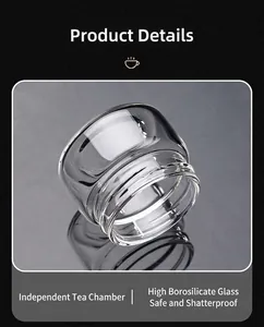 Close-up view of a high borosilicate glass tea infuser compartment for water separation