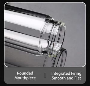 Close-up detail shot of the smooth and rounded rim of a premium double-walled glass bottle