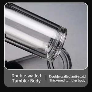 Detail view of the thickened bottom on a double-walled glass cup for heat insulation