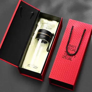 Double Wall Borosilicate Glass Tea Separation Bottle Portable Heat Resistant Travel Office Water Cup With Infuser