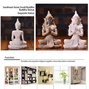 Detailed Southeast Asian Zen Buddha statues in resin for home shelf and altar decoration