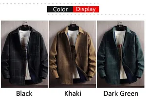 Options de couleurs pour chemises à carreaux pour hommes : noir, kaki et vert foncé.