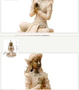 Detailed view of a mini Zen resin Buddha statue showing its dimensions and texture