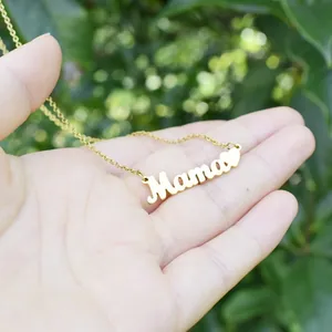 Gold-plated Mama letter necklace with heart pendant, Mother's Day gift for women