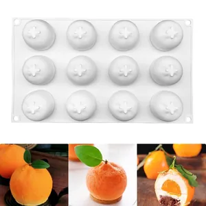 12-cavity fruit shaped silicone mold for creating realistic orange mousse cake desserts