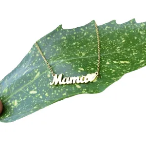 Elegant gold Mama letter necklace with heart pendant in titanium steel for Mother's Day gift