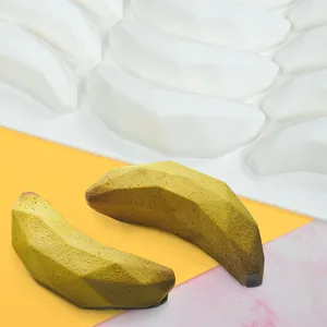 Detailed view of geometric fruit mousse cake silicone mold with velvet finish cakes