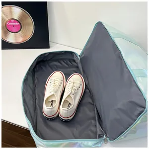 Close-up detail showing the large internal storage capacity of this sports travel bag