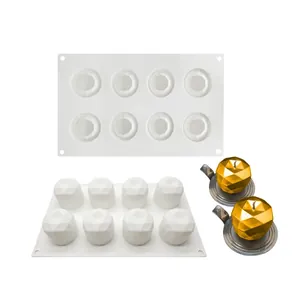 8-cavity geometric apple silicone mold for mousse dessert cakes and DIY candle making