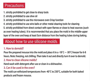 Comprehensive usage guide and safety instructions for silicone fruit dessert molds