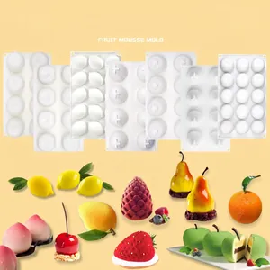 3D Simulation Fruit Shape Silicone Mousse Cake Mold For Baking Dessert DIY Apple Peach Lemon Orange Baking Decorative Tools