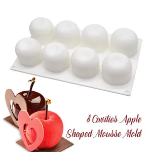 Premium 8-cavity apple shaped silicone mousse mold for realistic fruit cakes and desserts
