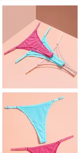 Detailed view of breathable mesh G-string with adjustable thin straps in vibrant colors