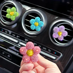 Rhinestone Daisy Car Air Vent Aromatherapy Clip Flower Auto Interior Decoration Sparkling Crystal Flower Car Fragrance Accessory